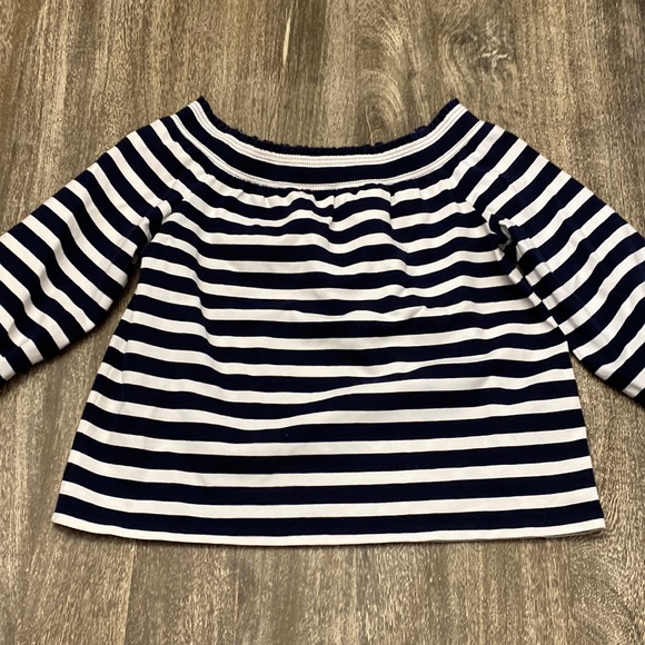 JCrew off the shoulder pinstripes shirt with half sleeves - Picture 4 of 11